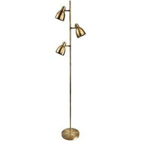 Luminosa Vogue 3 Light Floor Lamp Antique Brass, E14