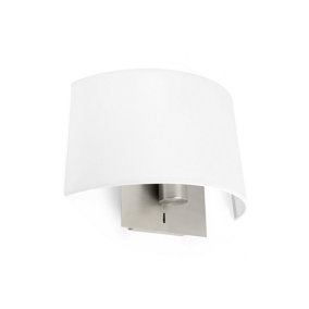 Luminosa Volta 1 Light Indoor Wall Lamp White, Satin Nickel, E27