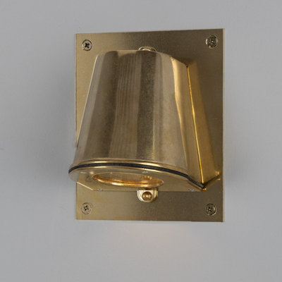 Luminosa Wade Outdoor Wall Light With Back Plate, Raw Brass, IP54