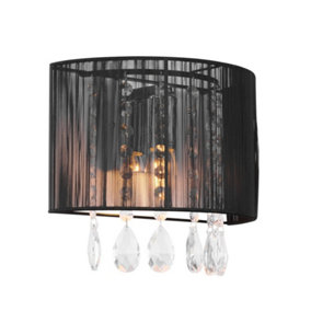 Luminosa Wall Lamp Black 1 Light  with Black Fabric Shade, E14
