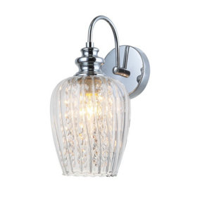 Luminosa Wall Lamp Chrome 1 Light  with Glass Shade, E14