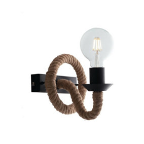 Luminosa Wall Rope Lamp, Black, Beige, E27