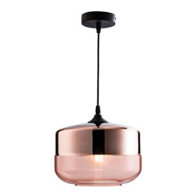 Luminosa Willis 1 Light Ceiling Pendant Cognac Tinted, Copper Plated Glass, E27
