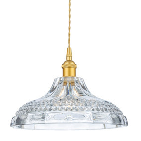 Luminosa Wilshire Dome Pendant Light Satin Gold with Decorative Glass