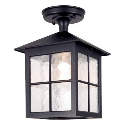 Luminosa Winchester 1 Light Outdoor Ceiling Lantern Black IP43, E27