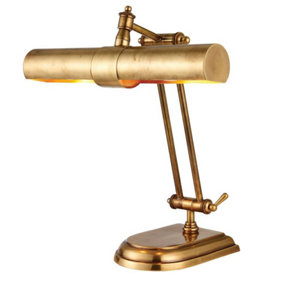 Luminosa Winchester 2 Light Banker Table Lamp Brass, LED E14