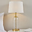 Luminosa Wistow 1 Light Table Lamp Solid Brass, Chiselled Glass, E27