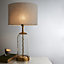 Luminosa Wistow 1 Light Table Lamp Solid Brass, Chiselled Glass, E27