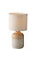 Luminosa Woody Ceramic Table Lamp With Fabric Shade, Natural Wood Sand, E27