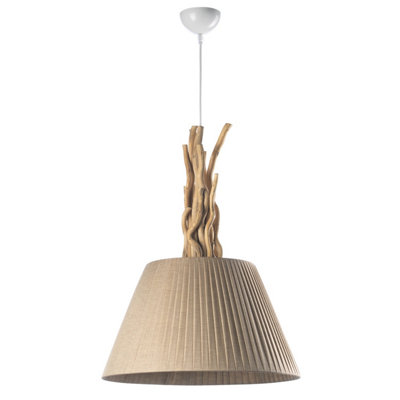 Luminosa Woody Dome Pendant Ceiling Light Cream