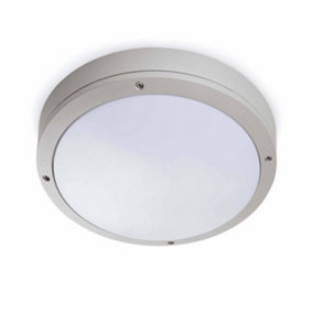 Luminosa Yen 1 Light Outdoor Ceiling Light White, Grey IP54, E27