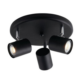Luminosa Zero Ceiling Triple Spotlight, Black, GU10