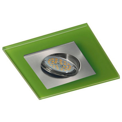 Luminosa Zeta Nickel Recessed Downlight Square Green Glass