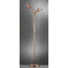 Luminosa Zoe Ribbon 3 Light Multi Arm Floor Lamp, Copper