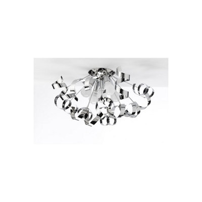 Luminosa Zoe Ribbon 5 Light Semi Flush Ceiling Light, Chrome