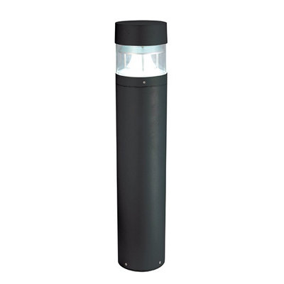 Luminosa Zone Outdoor Bollard IP65 12.3W Textured Black Paint & Clear Pc