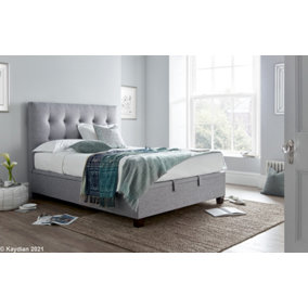 Lumley Ottoman Storage Upholstered Bed Frame finished in Light Grey Linen Fabric