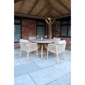 LUNA 120cm Round concrete table with 4 Roma Dining Chairs