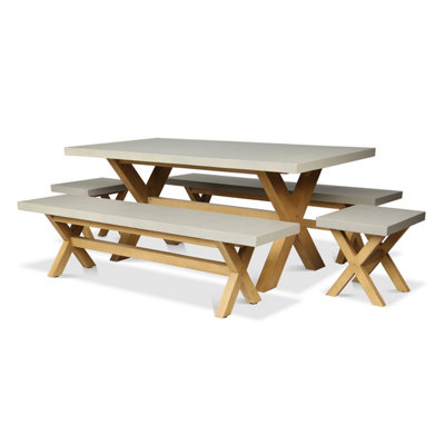 LUNA 180x90cm Rectangular Concrete table and Bench Set