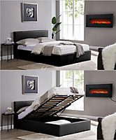 LUNA 3FT Single Ottoman Storage Bed in Black Faux Leather