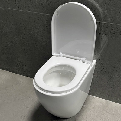 Luna Ceramic Round Back to Wall Toilet Pan with Soft Closing Seat