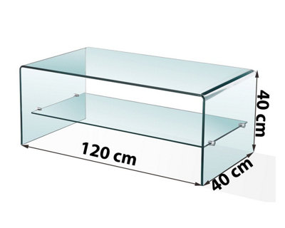 Luna Clear Glass Coffee Table with Shelf