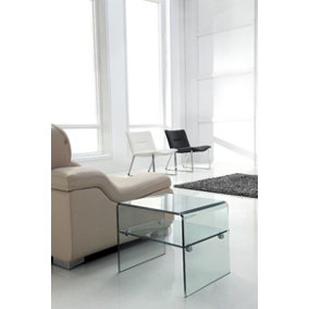 Luna Clear Glass Side Table for Living Room