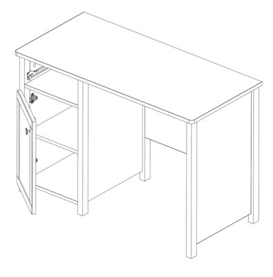 Luna Contemporary Computer Desk 1 Drawer 1 Door White and Pink (H)780mm ...