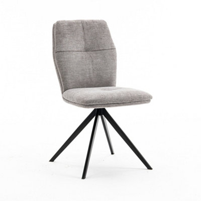Luna Modern Fabric Dining Chair Padded Seat Metal Leg Kitchen 2 Pcs (Grey)