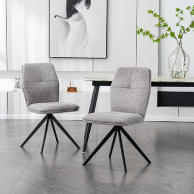 Luna Modern Fabric Dining Chair Padded Seat Metal Leg Kitchen 4 Pcs (Grey)