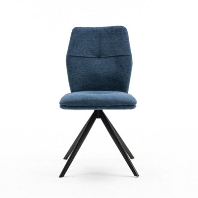 Luna Modern Fabric Dining Chair Padded Seat Metal Leg Kitchen 8 Pcs (Blue)