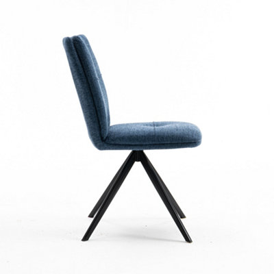 Luna Modern Fabric Dining Chair Padded Seat Metal Leg Kitchen 8 Pcs (Blue)