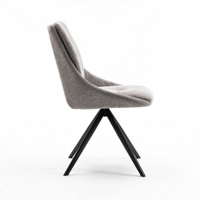 Luna Modern Fabric Dining Chair Padded Seat w Arms Metal Leg Kitchen 2 Pcs (Grey)
