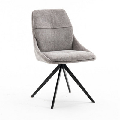 Luna Modern Fabric Dining Chair Padded Seat W Arms Metal Leg Kitchen 8 Pcs (Grey)