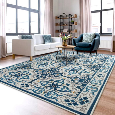 Luna Printed Rug Large Area Traditional Floral Medallion Pattern Rugs ...
