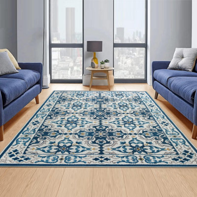 Luna Printed Rug Large Area Traditional Floral Medallion Pattern Rugs ...