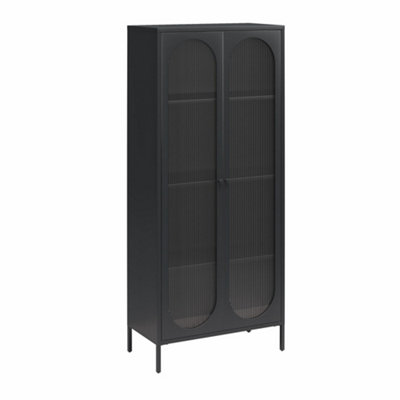 Luna T Acc Cab 2D Fluted Glass Black