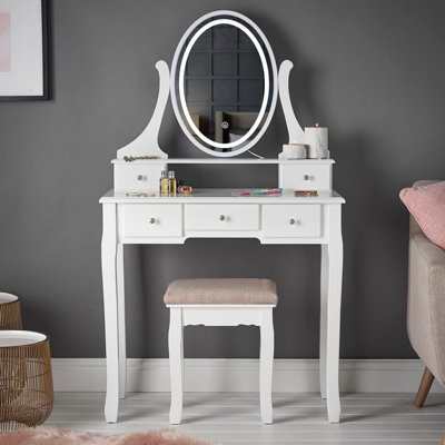 Shaped Oval with Light LED Dressing Table Makeup Table Mirror Wall