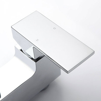 Lunar Wall Mounted Bath Shower Mixer Tap & Shower Handset Kit Chrome - 3