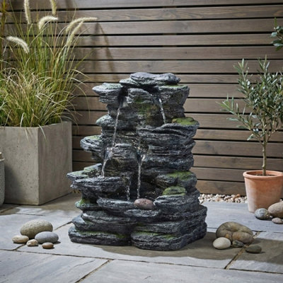 LUNARIA STACKED ROCKS LED WATER FEATURE