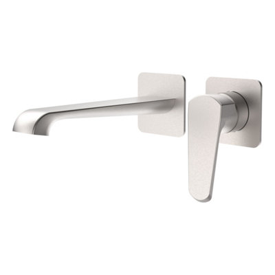 Lunaris Brushed Nickel Wall Mounted Basin Filler Mixer Tap Designer