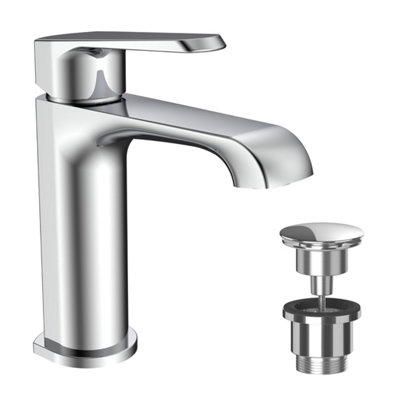 Lunaris Chrome Mono Basin Mixer Tap & Universal Basin Pop-Up Waste Set ...