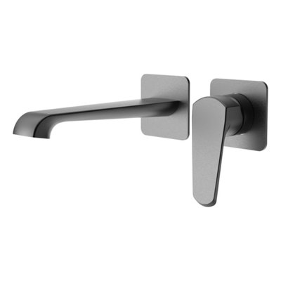 Lunaris Gunmetal Wall Mounted Basin Filler Mixer Tap Minimalist