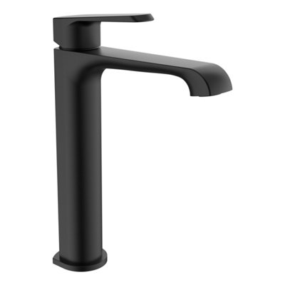 Lunaris Matte Black Tall Mono Basin Mixer Tap Deck Mounted Contemporary
