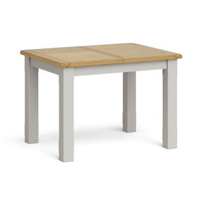 Lundy Grey 110-150cm Extendable Dining Table - Painted with Oak Top - By Roseland Furniture