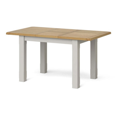 Lundy Grey 110-150cm Extendable Dining Table - Painted with Oak Top ...