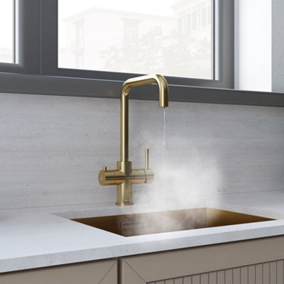 Lunen Brushed Brass 3 in 1 Instant Boiling Water Tap