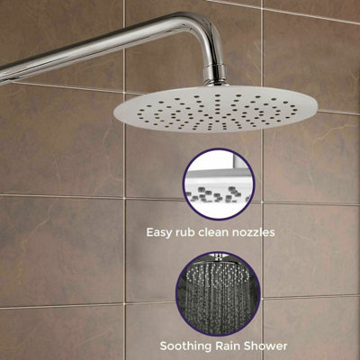 Lura Round Modern Exposed Thermostatic Dual Control Twin Shower Mixer Head - 3