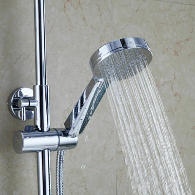 Lura Round Modern Exposed Thermostatic Dual Control Twin Shower Mixer Head - 4