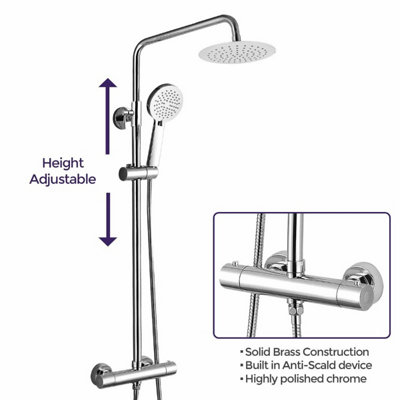 Lura Round Modern Exposed Thermostatic Dual Control Twin Shower Mixer Head - 5